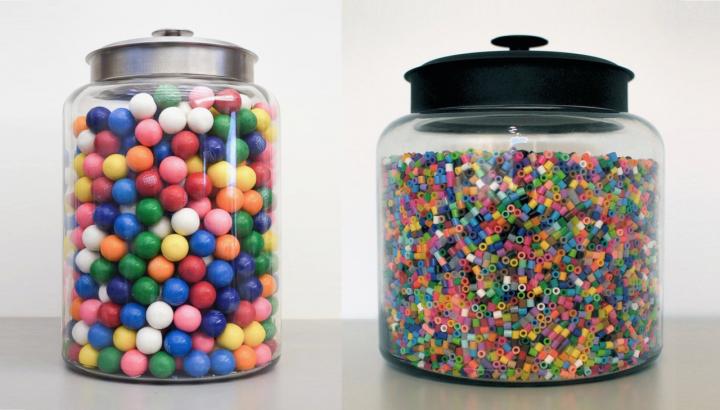 Gumball and Bead Jars Used in Crowd Wisdom Experiment
