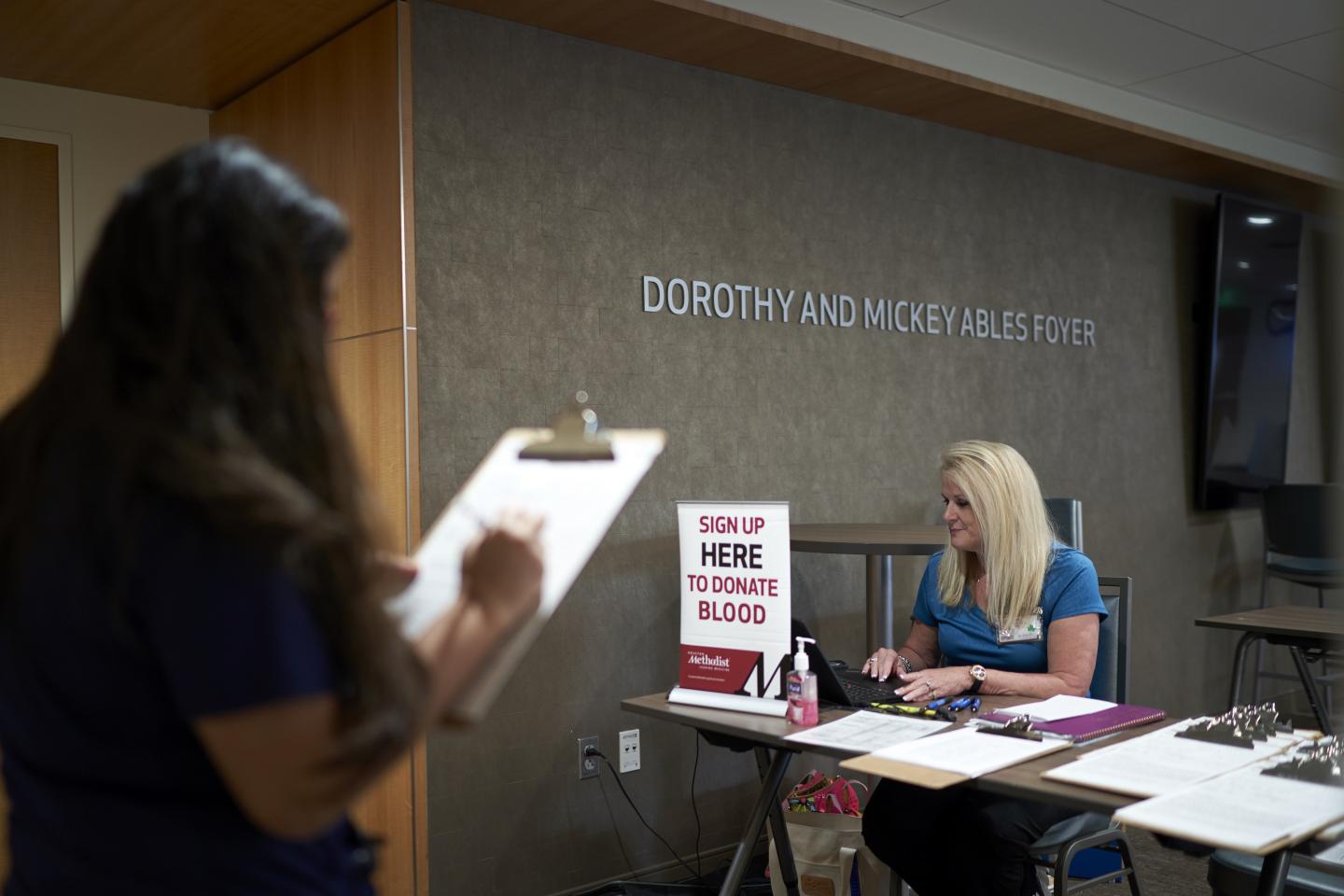 Houston Methodist plasma donor intake area
