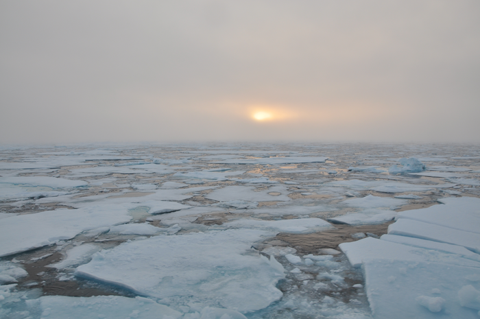 Sunrise at the ice horizon