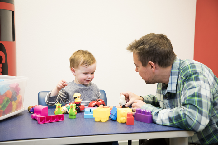 Parent and child playing during PC-CARE session.