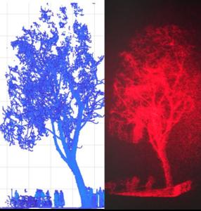 LiDAR data (left) and Augmented Reality result (right)