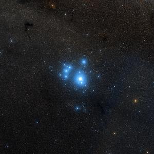 The IC 2602 star cluster: An optical image of the IC 2602 star cluster, also known as the "Southern Pleiades", from the second Digitized Sky Survey (DSS-II). It is a member of the Alpha Persei family.