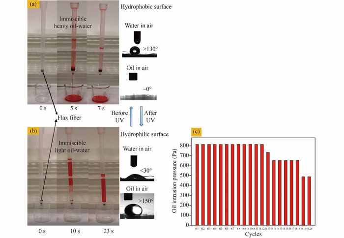 A bridge between hydrophobicity and hydrophilicity of flax fiber: a breakthrough in the multipurpose oil-water separation field