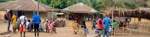 People gathering in a village i Sierra Leone