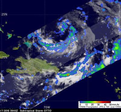 TRMM Satellite Sees Rainfall in Tropical Storm Otto