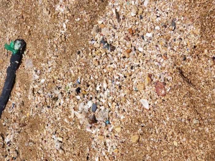 Plastic waste at the beach.