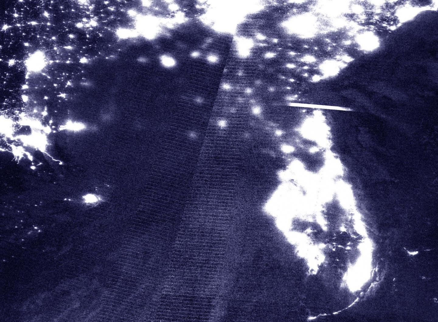 Suomi NPP Nighttime Image of Sally