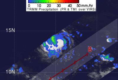 TRMM Sees Hilda's Moderate Rainfall