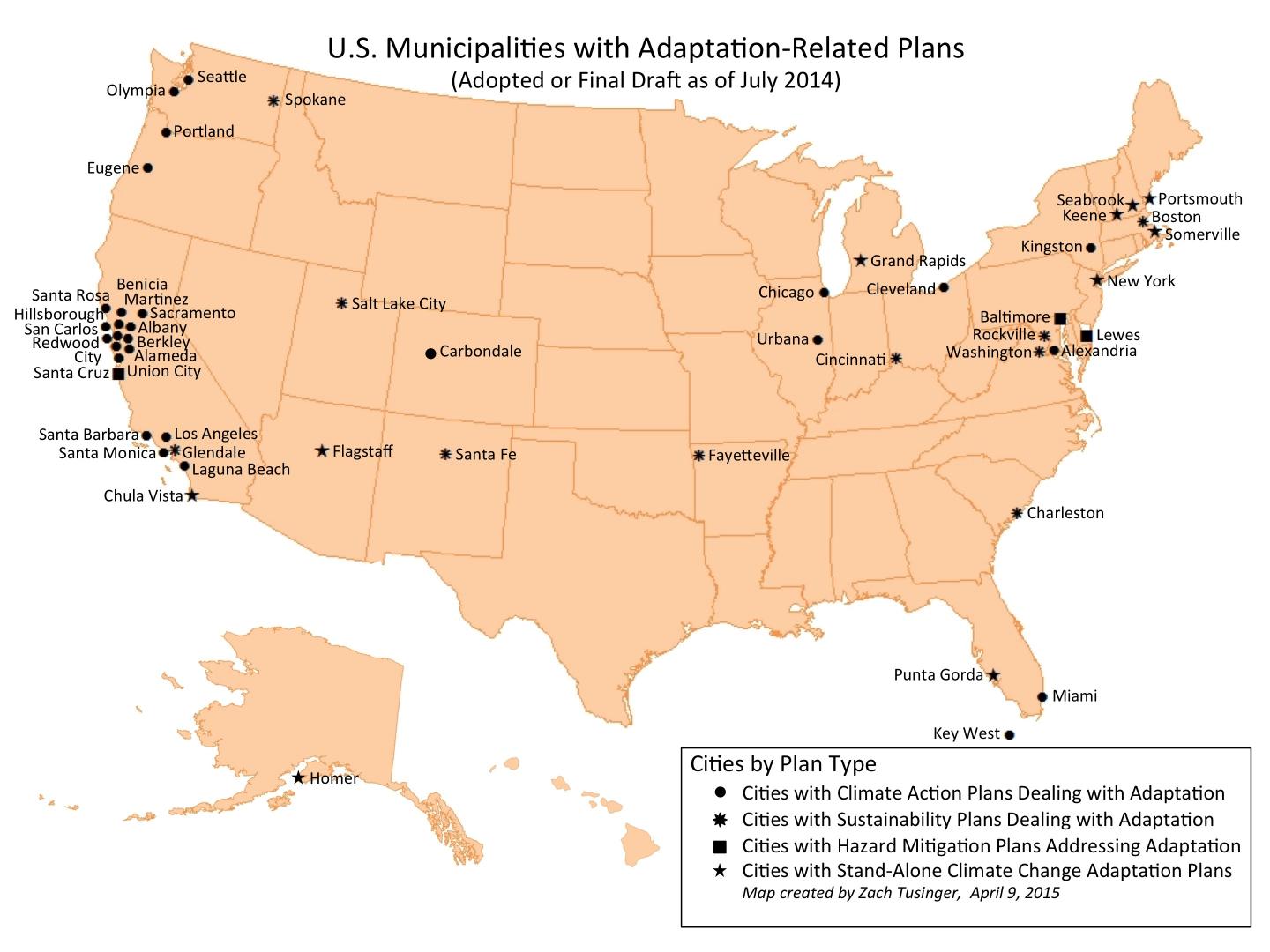 US Cities with Climate Adaptation Plans