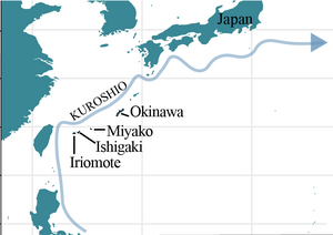 Map of the four islands in Ryukyu Archipelago for mangrove sampling