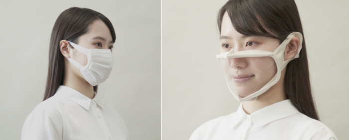 The surgical face mask and transparent face mask used in this study