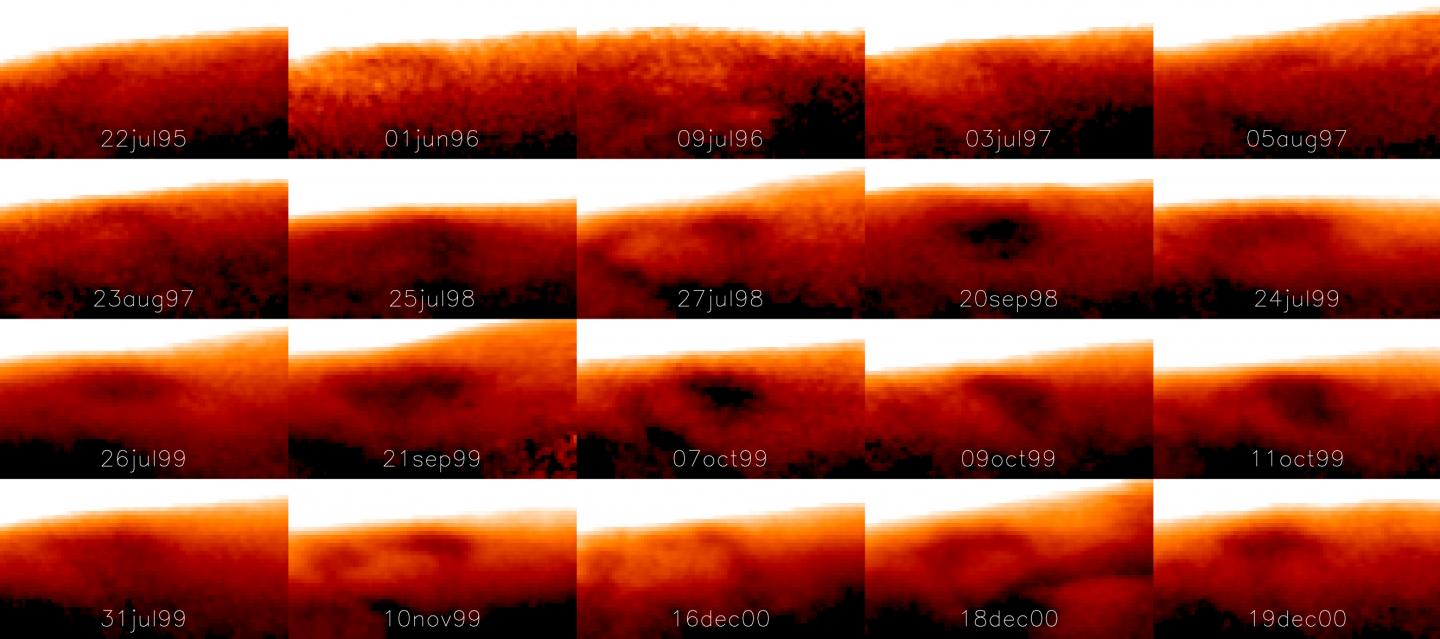 How the Great Cold Spot Changes Dramatically in Shape and Size