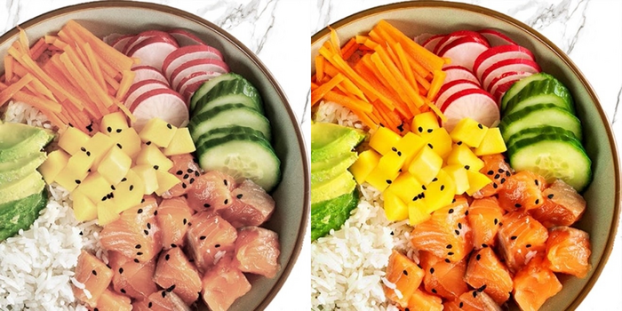 Color saturation makes food look tastier and fresher