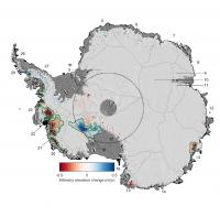 Antarctic Ice thickness Change Between 1992 and 2017