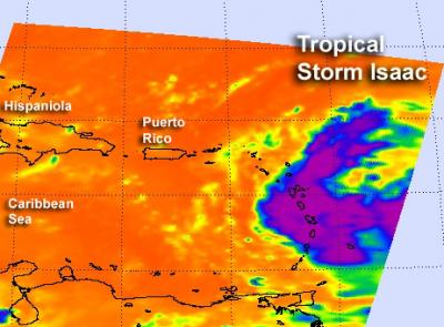 A NASA Infrared Image of Tropical Storm Isaac