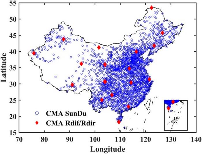Spatial distribution of CMA stations.