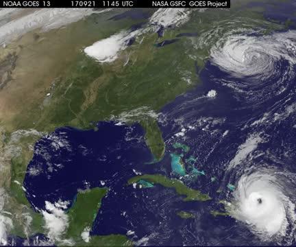 Satellite Animation Shows Hurricane Maria and Post-Tropical Storm Jose