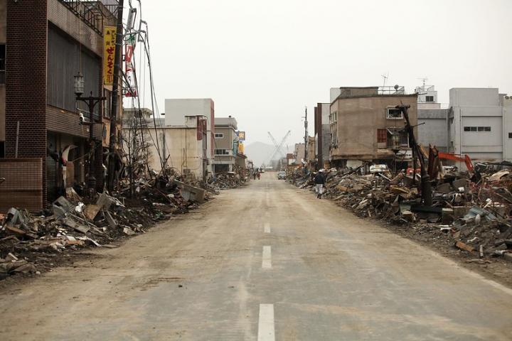 Ruined buildings in central Japan after the 2011 earthquake