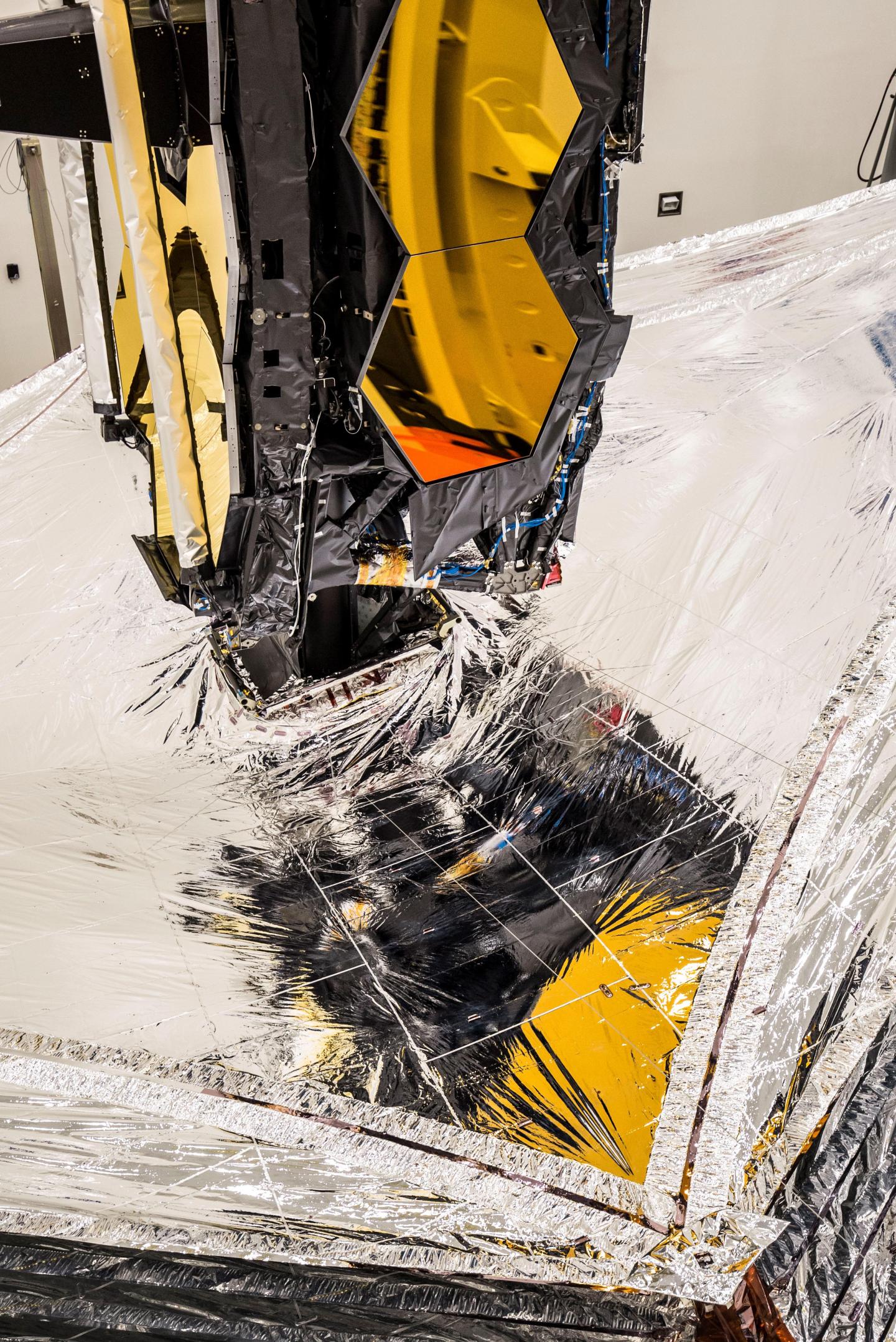 Close up of Layers of the Sunshield on Webb