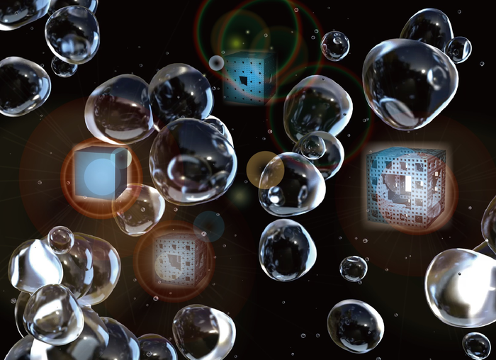 Fractal bodies in bubbles