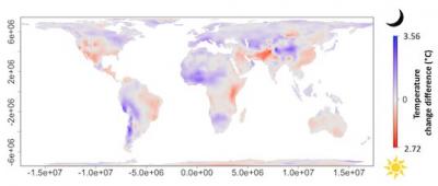 Spatial Variation in Warming Asymmetry across the Diel Cycle between 1983 and 2017