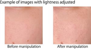 When high-spatial-frequency components for skin lightness were enhanced, responses tended to indicate that moisture was low (the skin appeared dry).