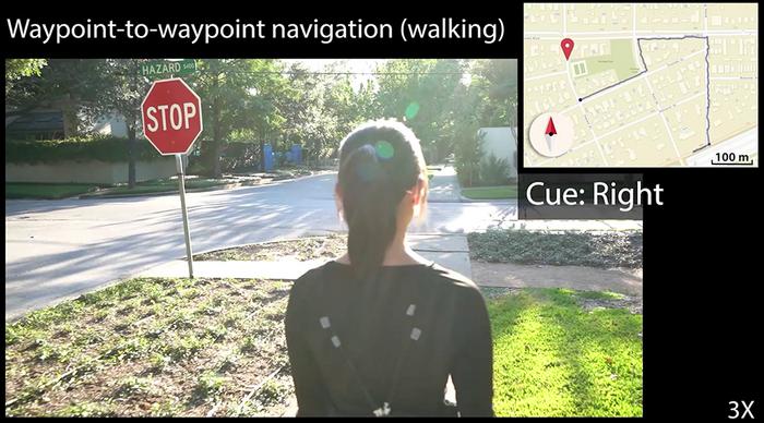 Navigating city streets using the device (1/2)