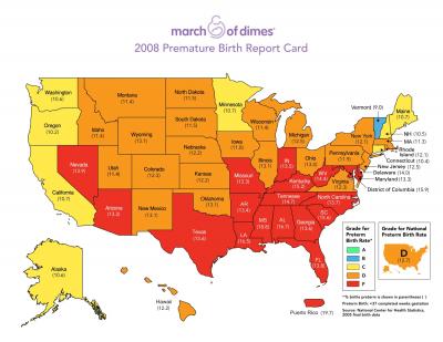 March of Dimes 2008 Premature Birth Report Card