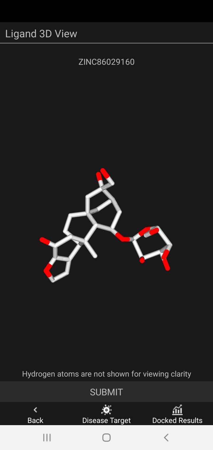 Screenshot of molecule in ViDok drug discovery app