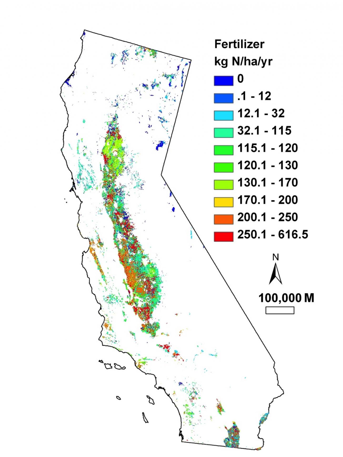 Fertilizer Application Map of California