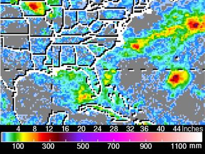 TRMM Rainfall Map with TD5 in the Gulf
