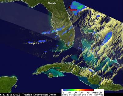 Tropical Depression Debby Rainfall Rate on June 27