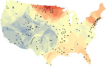 Warm Colors Show Increasing Salinity