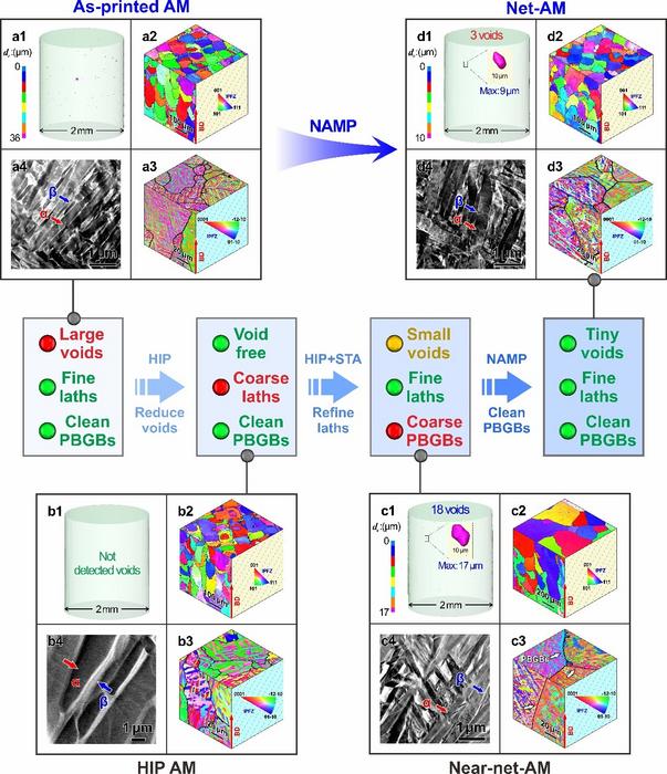 Microvoid distribution and microstructure of as-printed state and other three states