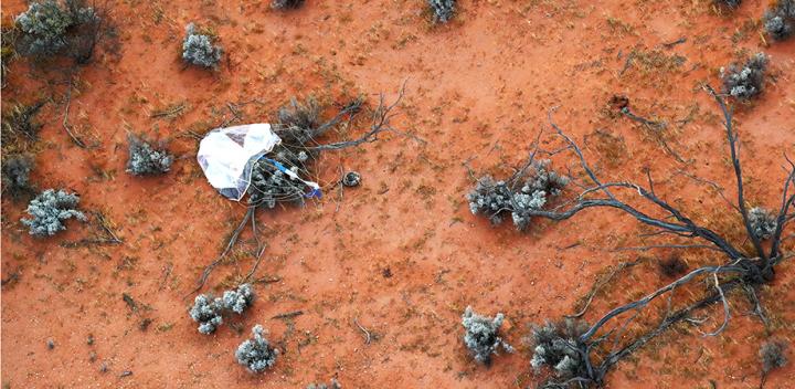 Hayabusa2 completed its out-of-this-world expedition near Woomera in South Australia. Credit: JAXA.