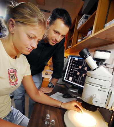 Researchers with Pollution Sensor