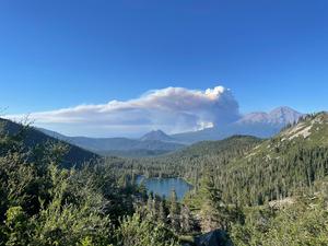 smoke plume over Castle Lake