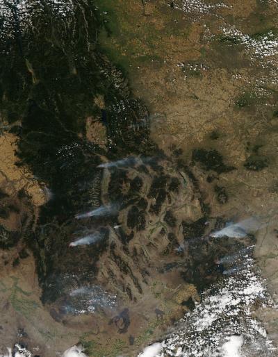 MODIS Captures Idaho and Montana Wildfires