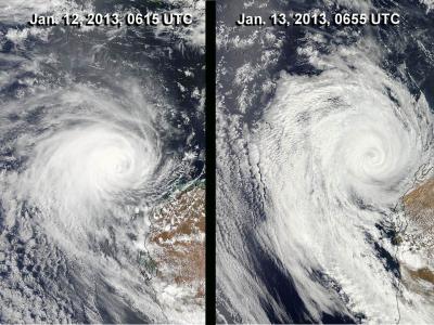 NASA's Aqua Satellite Passed Over Tropical Cyclone Narelle Twice