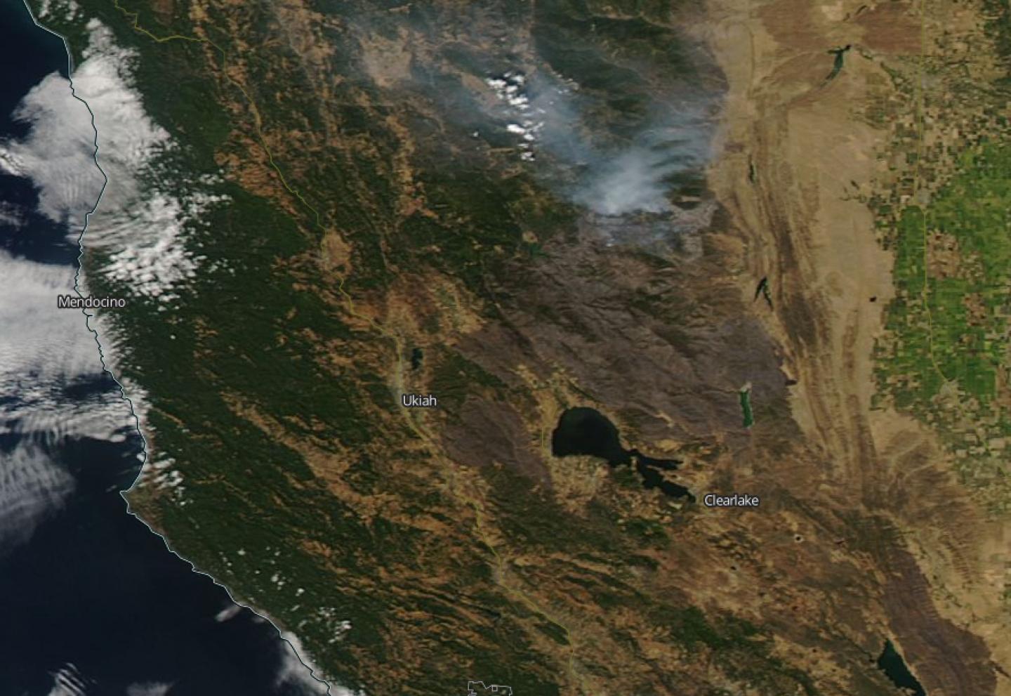 Mendocino Complex Still Ablaze; Scorched Areas Seen by Satellite