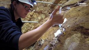 Archaeological excavation work at level TE7 of the Sima del Elefante (Sierra de Atapuerca, Burgos). Credit: Javier Trueba / Madrid Scientific Films / IPHES-CERCA.