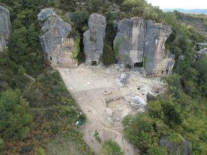 Aerial view of the excavated area in the early medieval settlement of Las Gobas