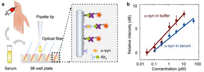 Alpha-synuclein detection by the submonolayer biolaser.