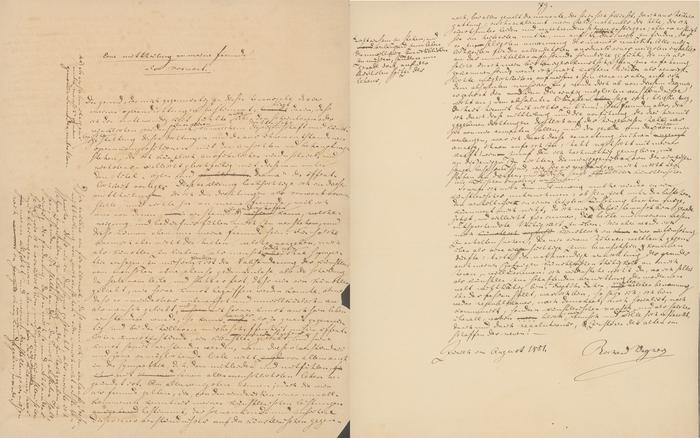 Manuscript "A message to my friends" by Richard Wagner