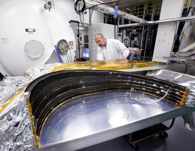 Dan McGregor Inspects a Sunshield Test Article