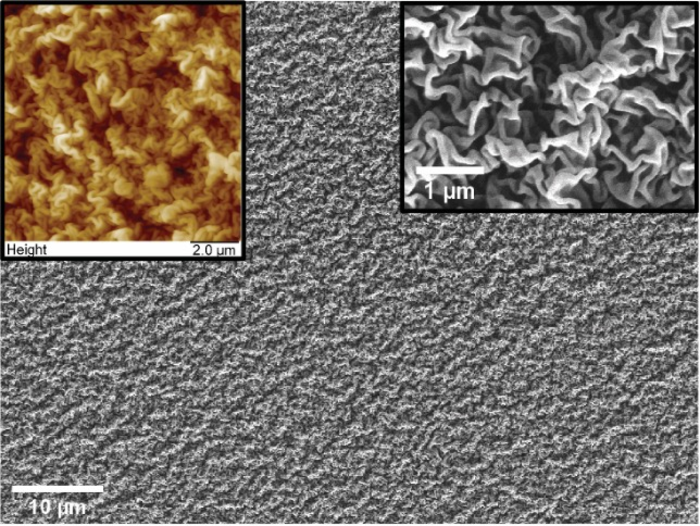 Nanostructured wrinkled Teflon surfaces