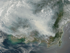 Smoke from fires in Borneo