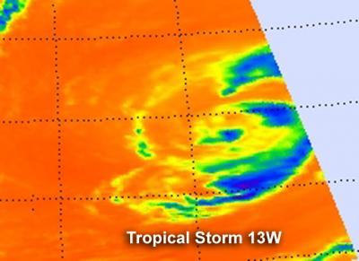 NASA's Aqua Satellite Passed over Tropical Storm 13W