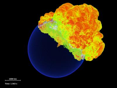 Explosion Begins to Envelope Star's Surface