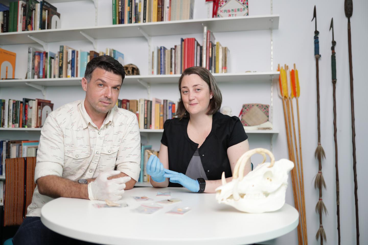 Researchers with Their Finds